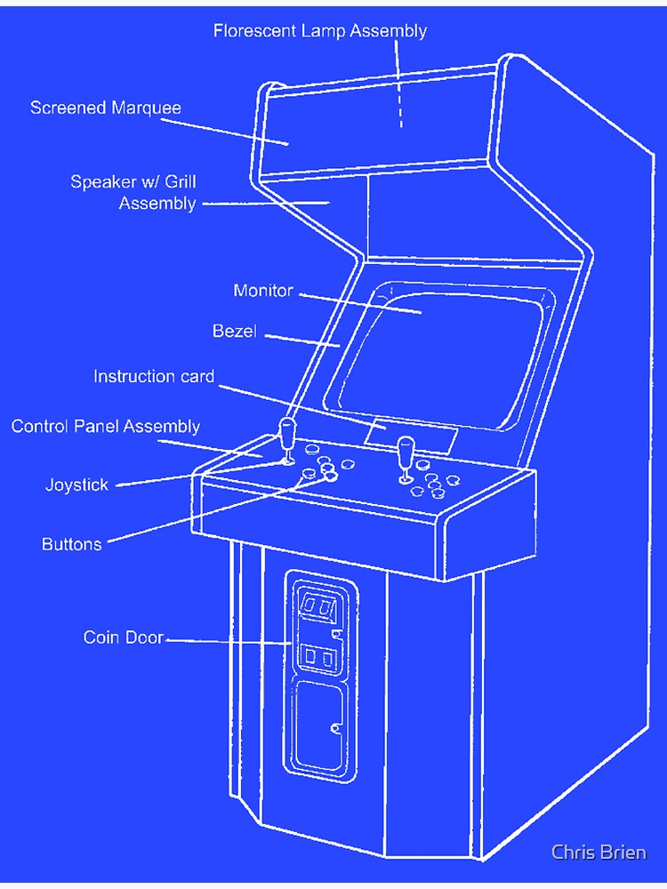 "Arcade Blueprint Schematic" Stickers by thewisecarrot Redbubble