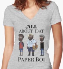 All About My Man Dat Paper Boi (Group) Women's Fitted V-Neck T-Shirt