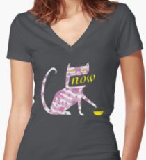 Now Cat Women's Fitted V-Neck T-Shirt