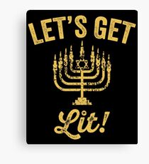 Lienzo Vamos a iluminar Funny Menorah Hanukkah Jewish