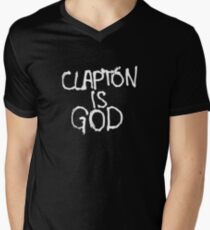 Clapton is God - White on Black Men's V-Neck T-Shirt