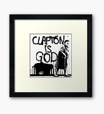 Lámina enmarcada Clapton es Dios - Negro sobre blanco