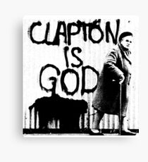 Clapton is God - Black on White Canvas Print