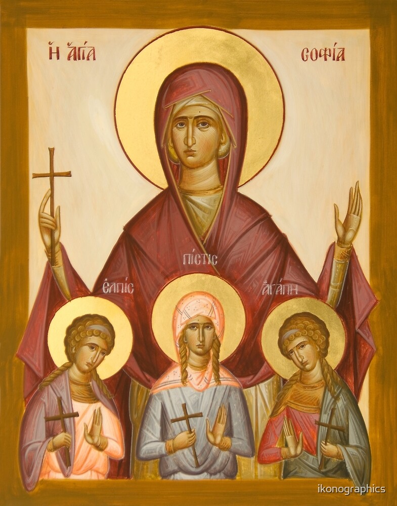 Sts Sophia, Faith, Hope and Love by ikonographics