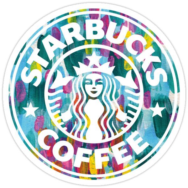 painted starbucks logo stickers by aterkaderk redbubble