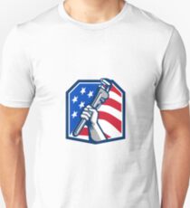 Plumber Hand Pipe Wrench USA Flag Retro Unisex T-Shirt