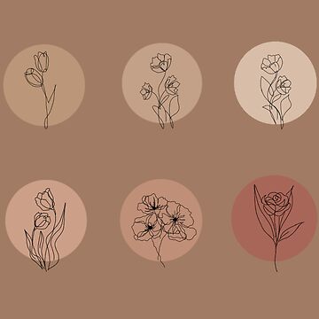 brown beige nude aesthetic flowers Sticker for Sale by