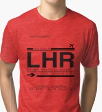 LHR London Heathrow Airport Call Letters Tri-blend T-Shirt