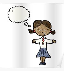 cartoon clever school girl Poster
