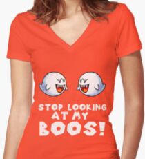 Stop Looking at my Boos! Women's Fitted V-Neck T-Shirt