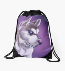 Siberian Husky illustration design Drawstring Bag