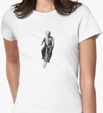 Camiseta entallada Albert Einstein en una bicicleta