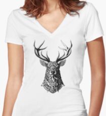 Camiseta entallada de cuello en V Dólar adornado