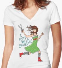 I Run With Scissors Women's Fitted V-Neck T-Shirt