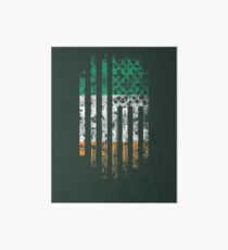 Ireland and America Flag Combo Distressed Design Art Board Print