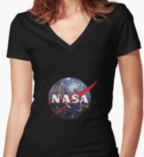 nasa space Women's Fitted V-Neck T-Shirt