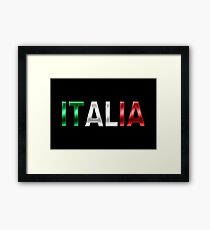 Italia - Italian Flag - Metallic Text Framed Print