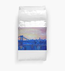Funda nórdica Blue Manhattan Skyline con puente y Vanilla Sky-