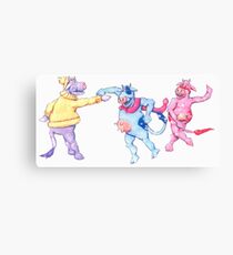 Cows Frolic in the Snow Canvas Print