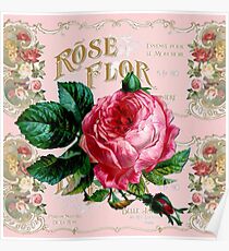 Vintage Paris Rose Poster