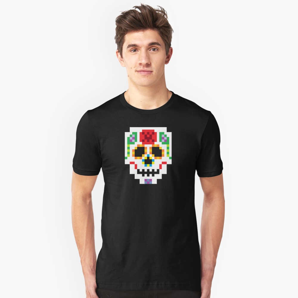 8-Bit Sugar Skull Slim Fit T-Shirt