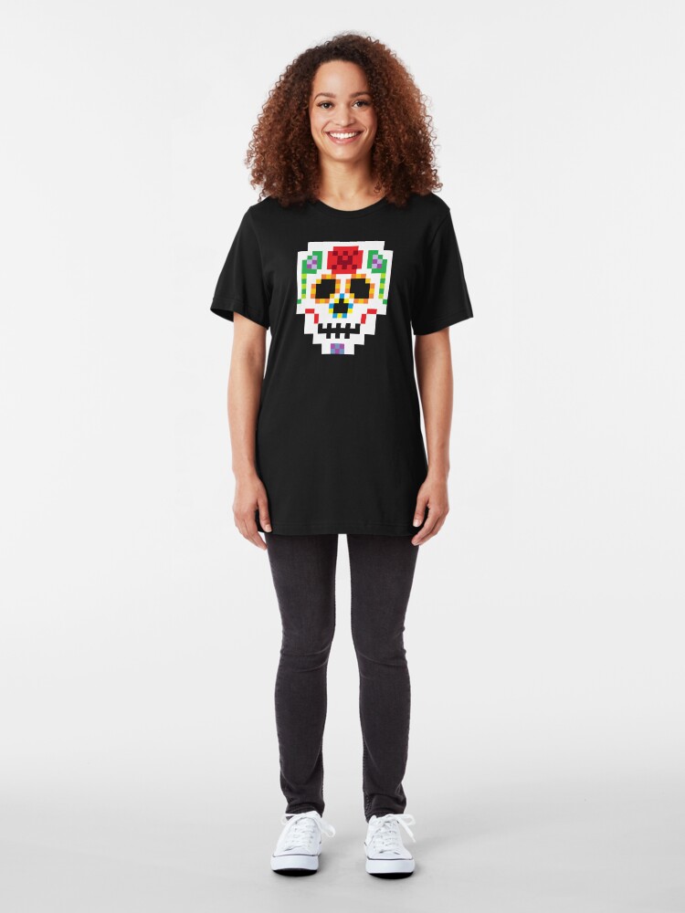 Alternate view of 8-Bit Sugar Skull Slim Fit T-Shirt