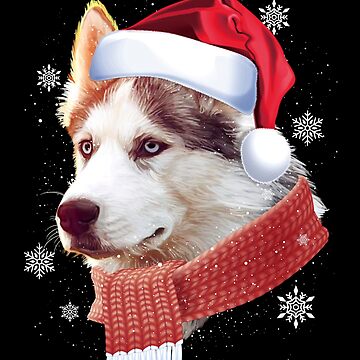 Husky with shop santa hat