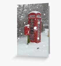 Red Telephone Box. Winter. England. Greeting Card