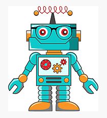 hipster robot, mr. robot, robot, scifi, funny robot, machine, cartoon robot Photographic Print
