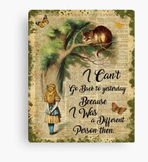 Alice in Wonderland Quote,Cheshire Cat,Vintage Dictionary Art Canvas Print