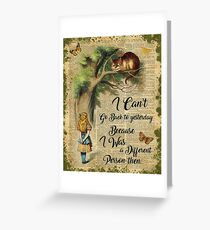 Alice in Wonderland Quote,Cheshire Cat,Vintage Dictionary Art Greeting Card