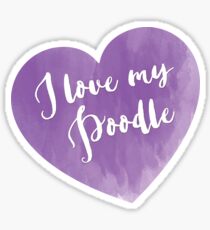I love my Poodle - purple heart Sticker