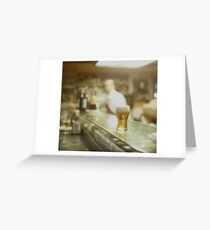 Glass of beer in Spanish tapas bar square Hasselblad medium format c41 color film analogue photograph Greeting Card