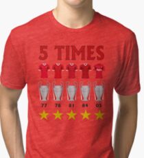 5 Times - Liverpool European Cup Winners Tri-blend T-Shirt