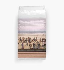 Along the beach, Atlantic City, NJ 1905 Colorized Duvet Cover