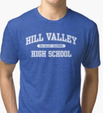 Hill Valley High School (White) Tri-blend T-Shirt