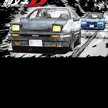 Initial D - Mountain Drift Racing Tandem Takumi Fujiwara AE86 vs Bunta  Fujiwara GC8 STi Chase  Essential T-Shirt for Sale by cowtownCOWBOY