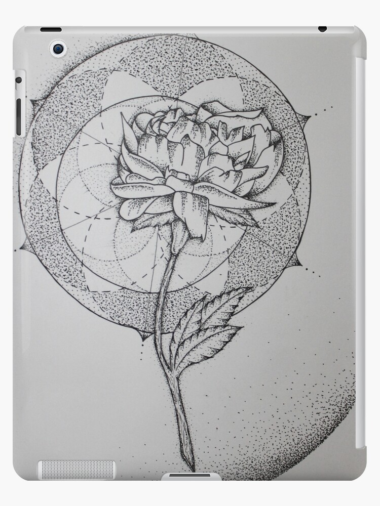 Pointillism Flower With Circles Ipad Case Skin By Kkirstind