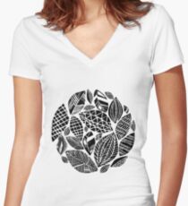 Geometrical nature print / little geometric leaves Women's Fitted V-Neck T-Shirt