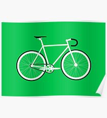 Green Fixed Gear Road Bike Poster
