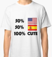 50% American 50% Spanish 100% Cute Baby USA Spain Classic T-Shirt