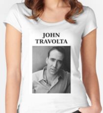 Nicolas Travolta... John Cage... WTF? Women's Fitted Scoop T-Shirt