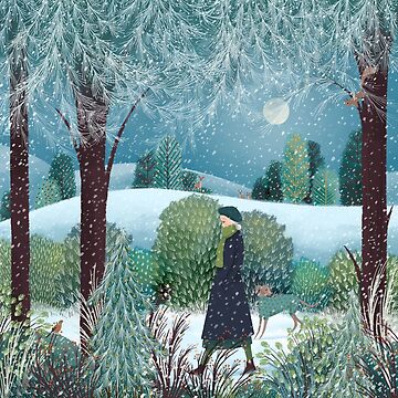 Artwork thumbnail, Dog Walk in the Snow by Jane-Newland