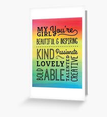 My Girl Compliments Typography Design Greeting Card