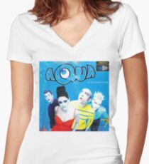 Aqua "Aquarium" Album Cover Women's Fitted V-Neck T-Shirt