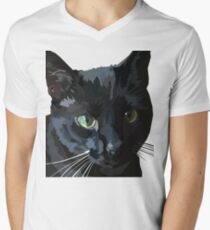 Camiseta para hombre de cuello en v Gato negro