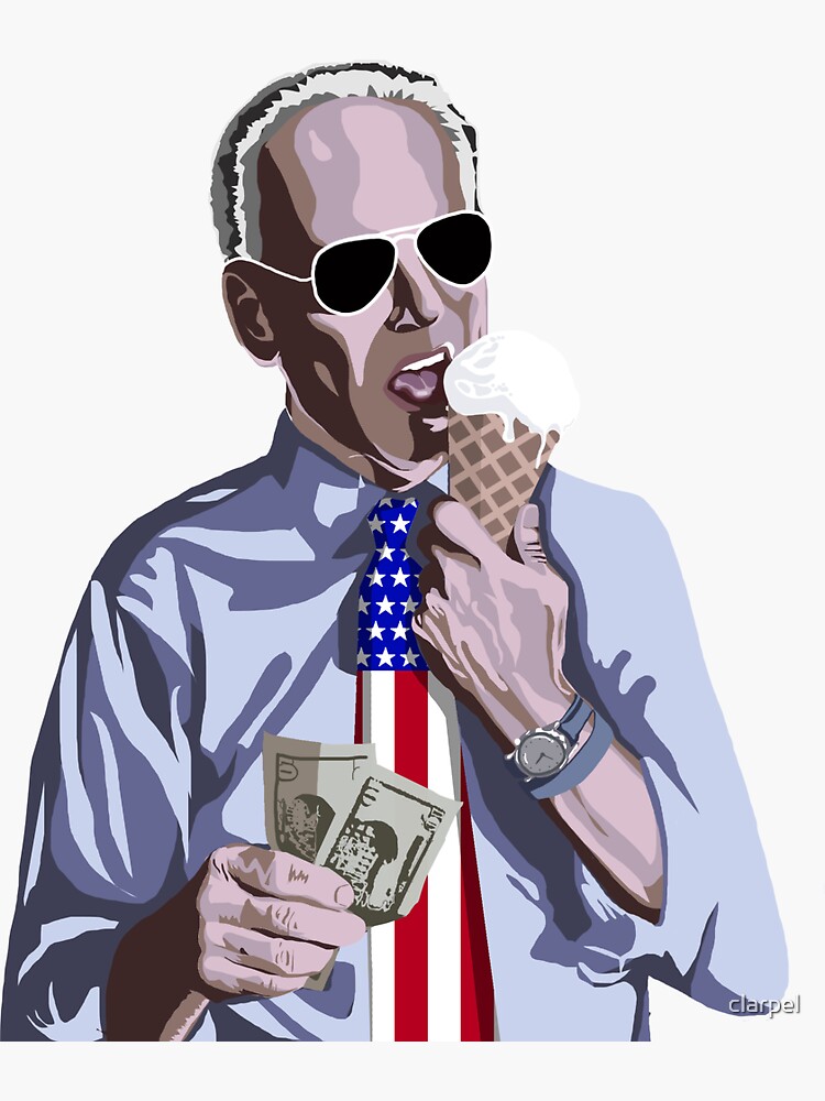 "joe biden eating ice cream" Sticker by clarpel | Redbubble