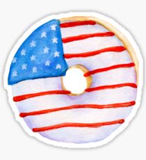 Pegatina Donut acuarela de bandera de américa