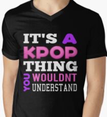 Ein KPOP THING - SCHWARZ T-Shirt mit V-Ausschnitt für Männer