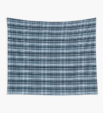 Navy blue checked cotton cloth Wall Tapestry